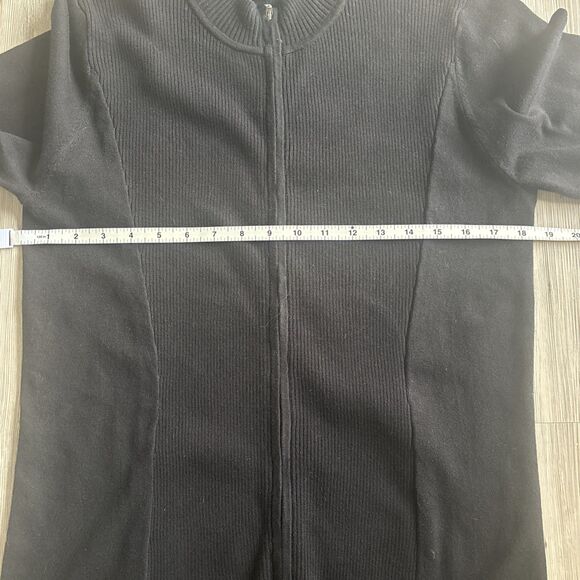 Shu Shu Ladies Black Ribbed Sweater Full Zipper Size Large - Picture 3 of 6